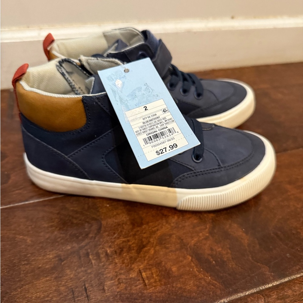 Cat & Jack Blue and Tan High-Top Sneakers with Zipper